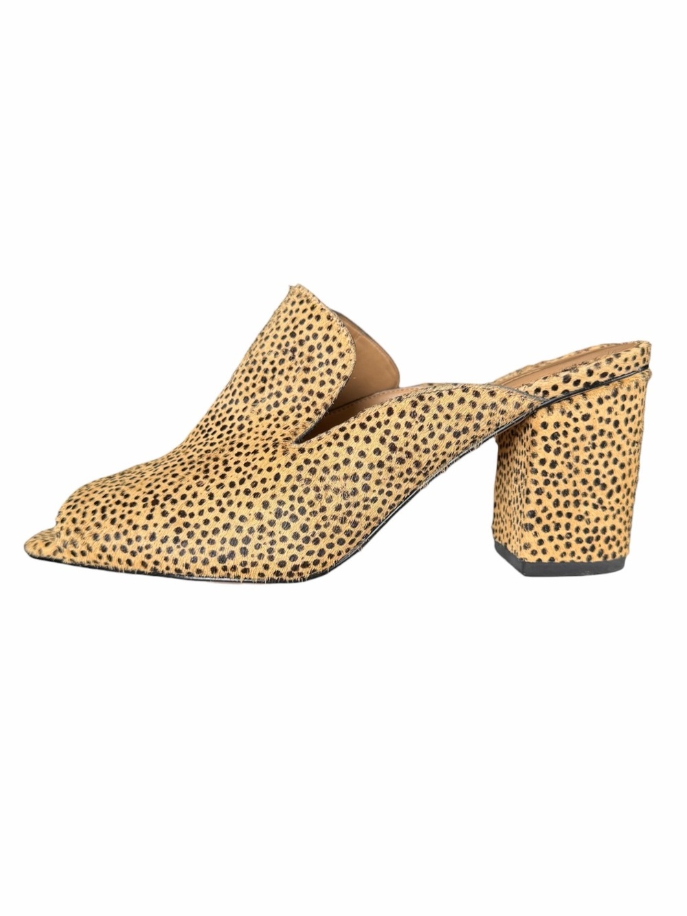 Banana Republic 8M Cheetah Print Genuine Dyed Calf Hair Block Heel Mule